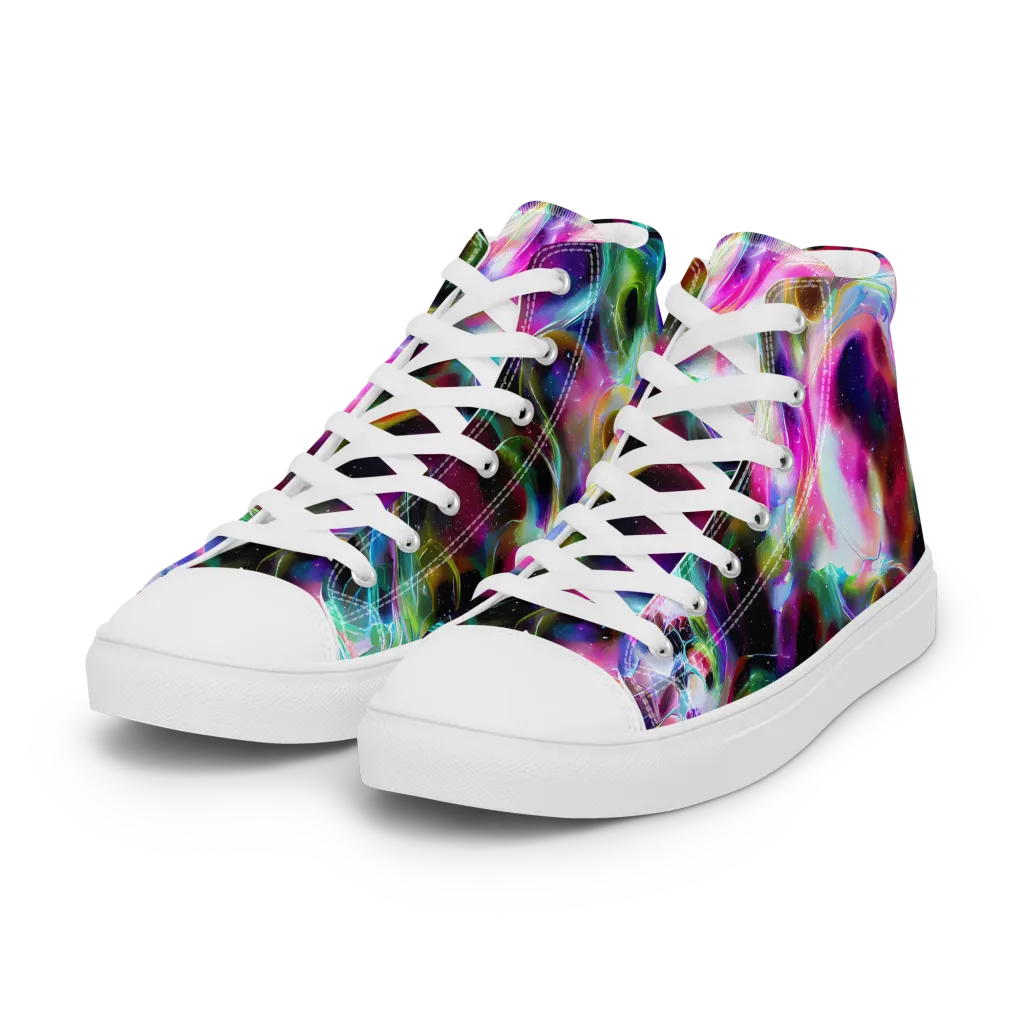 Starfire Marble on Women's High Top Canvas Shoes — Left Front