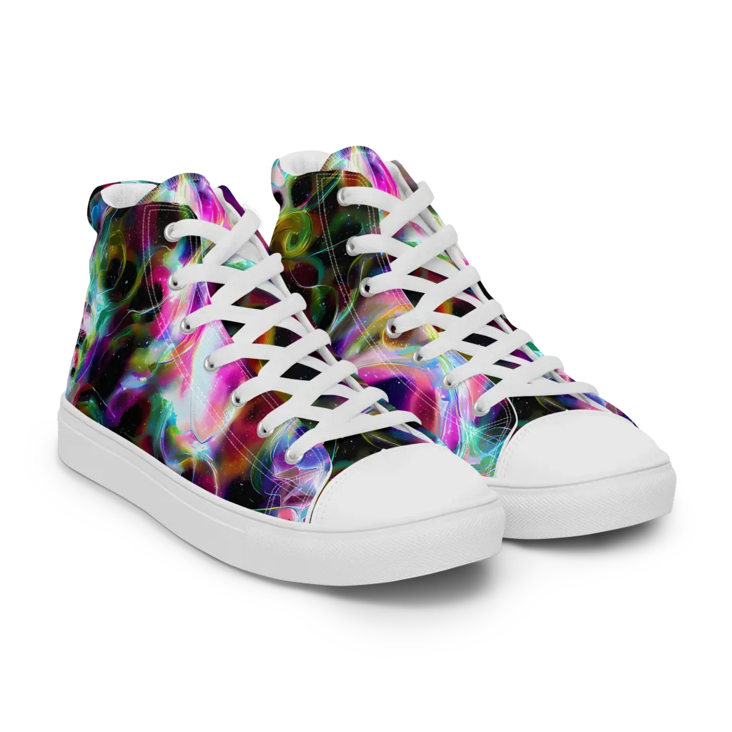 Starfire Marble on Women's High Top Canvas Shoes — Right Front