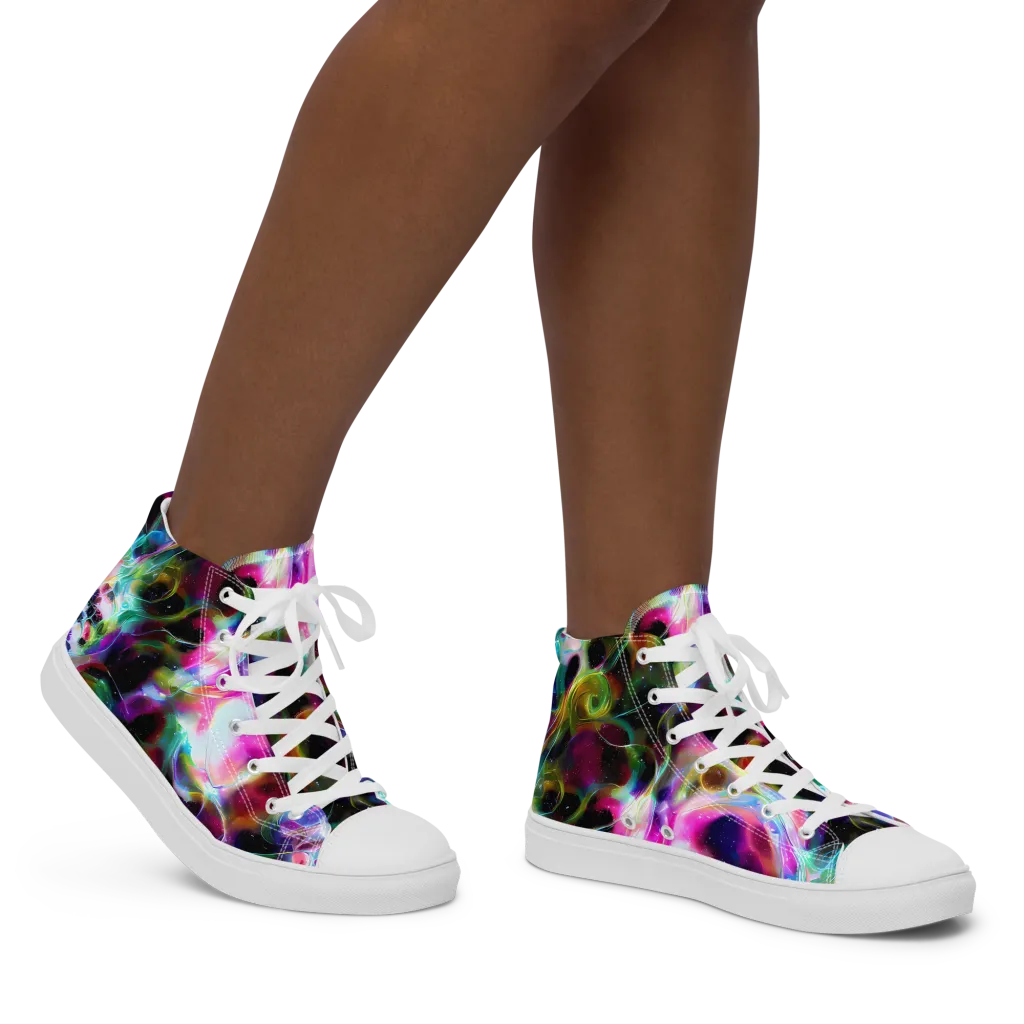 Starfire Marble on Women's High Top Canvas Shoes — Right