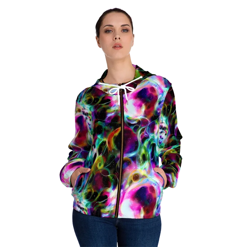 Starfire Marble on Women's Full-Zip Hoodie — Front On Person