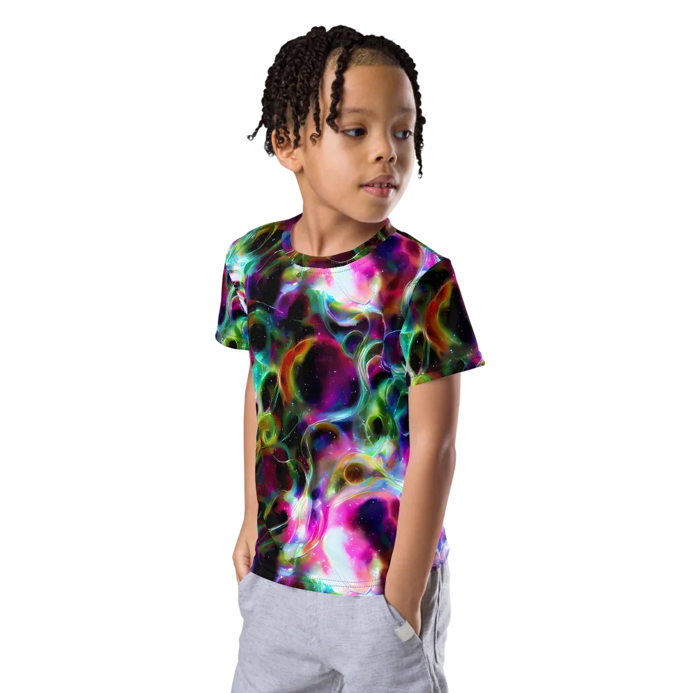 Starfire Marble on Kids Crew Neck T-Shirt — Left Front