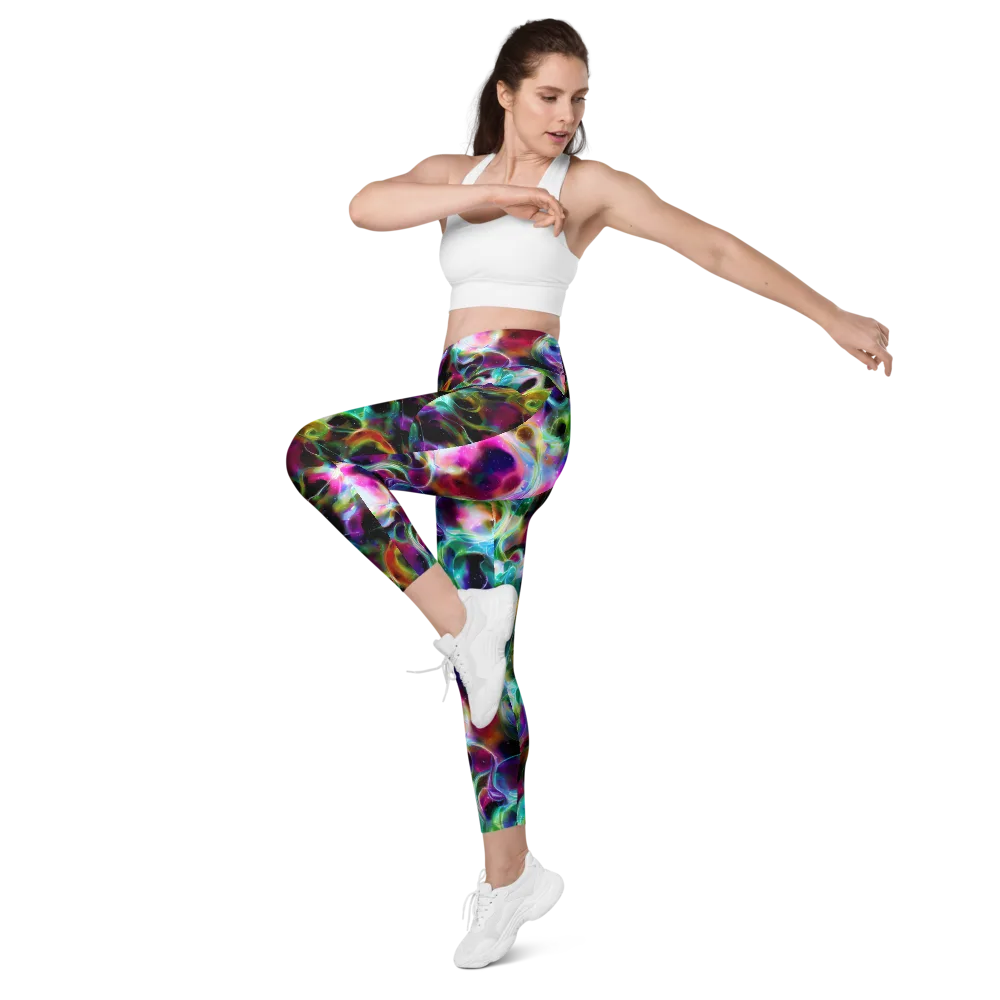 Starfire Marble on Leggings with Pockets — Left Front
