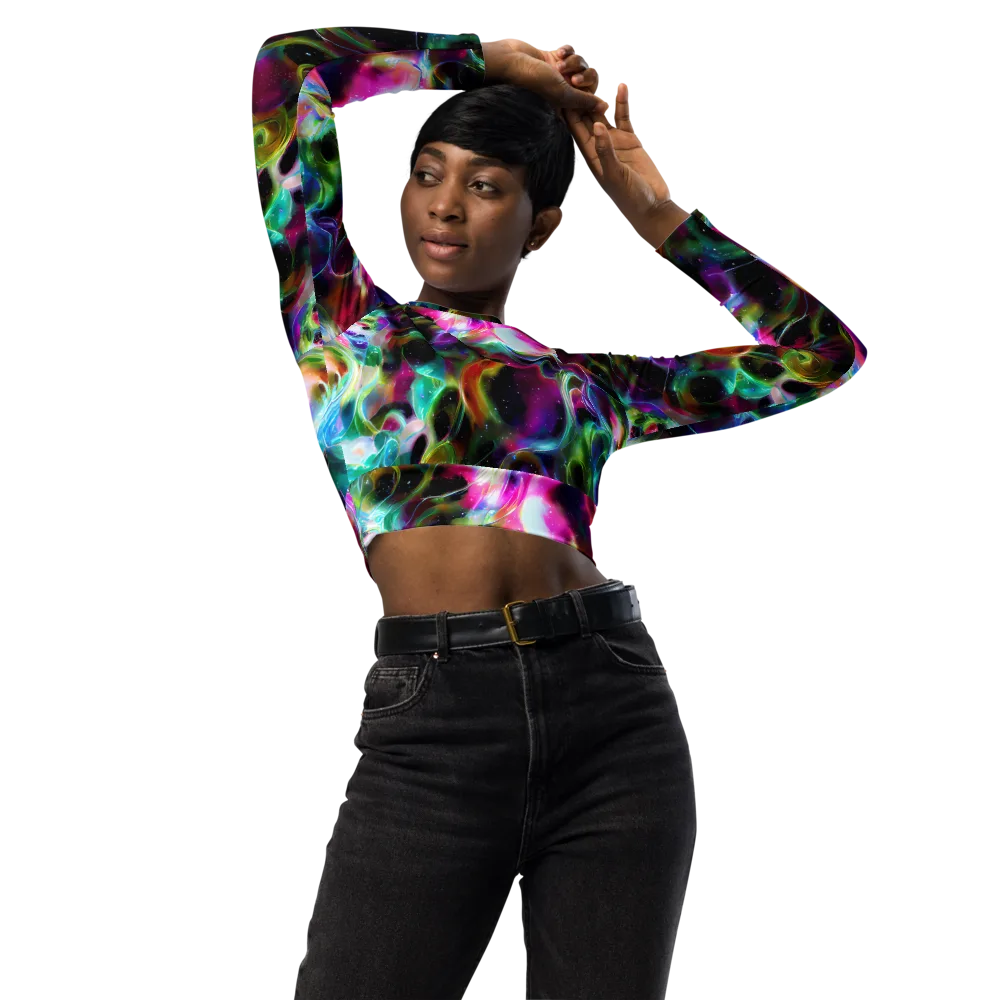 Starfire Marble on Long Sleeve Crop Top — Front