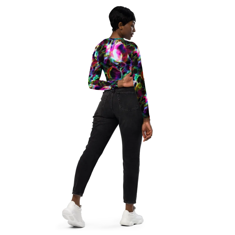 Starfire Marble on Long Sleeve Crop Top — Right Back