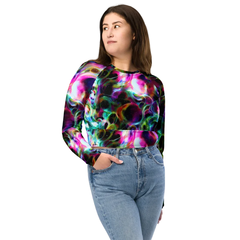 Starfire Marble on Long Sleeve Crop Top — Front