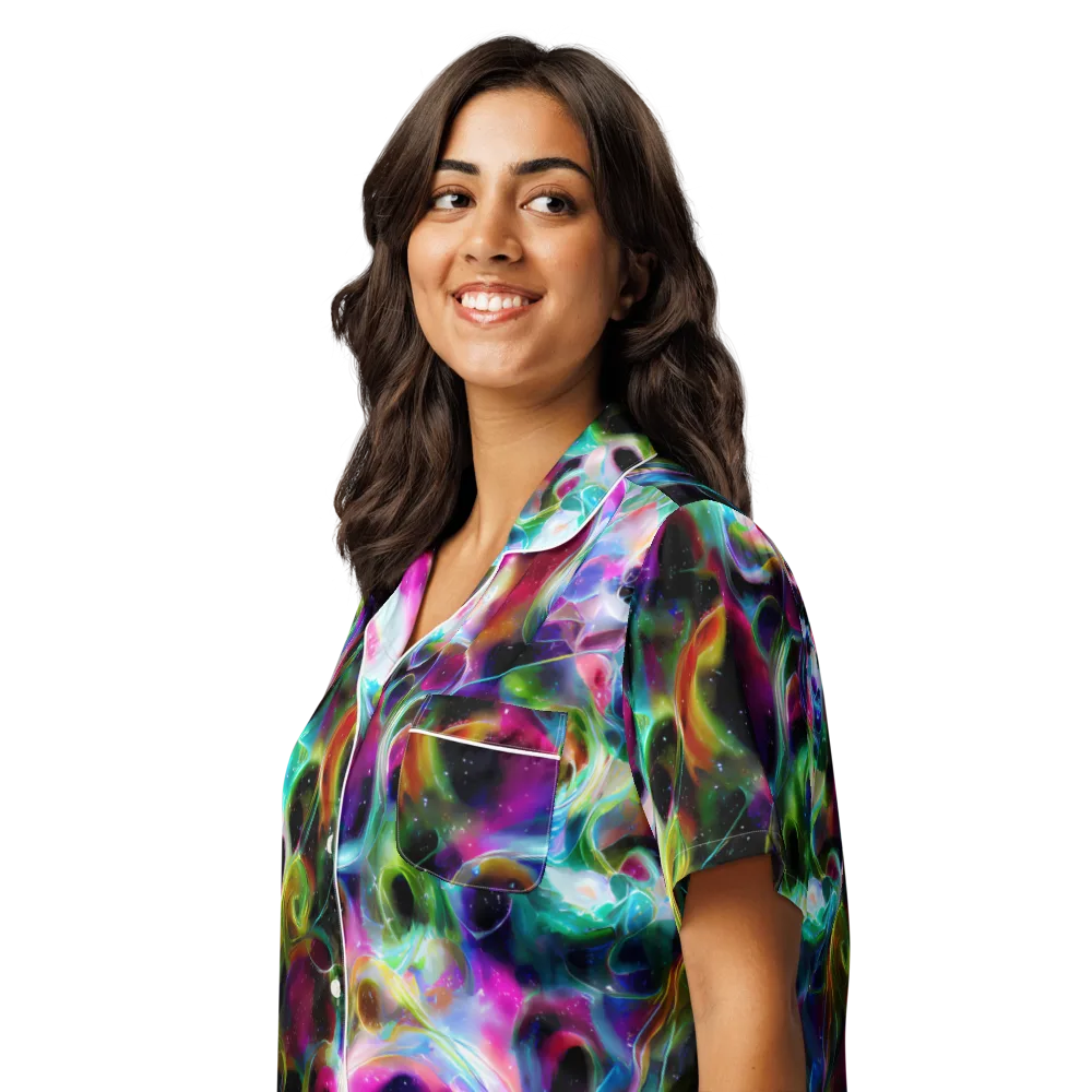 Starfire Marble on Women's Short Sleeve Pajama Top — Left Front
