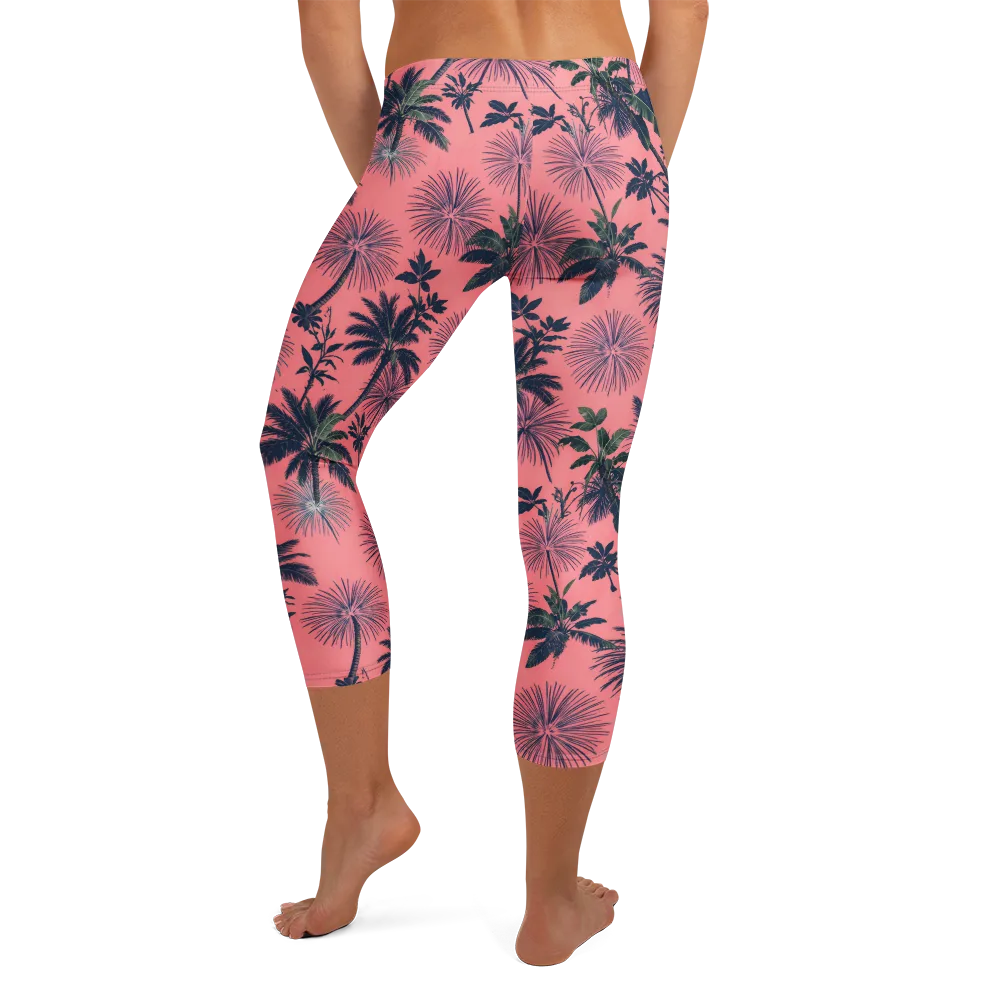 Coral Reverie on Capri Leggings — Back