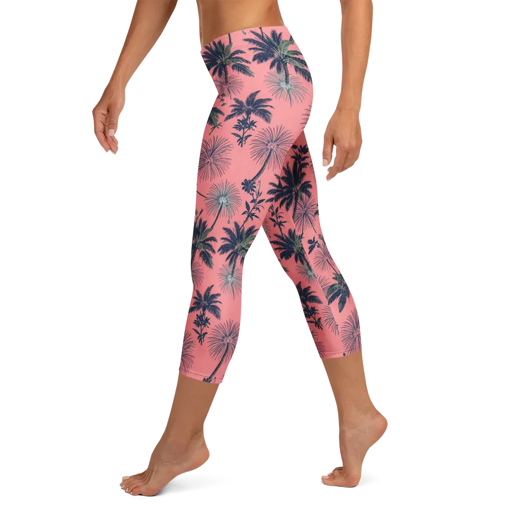 Coral Reverie on Capri Leggings — Left