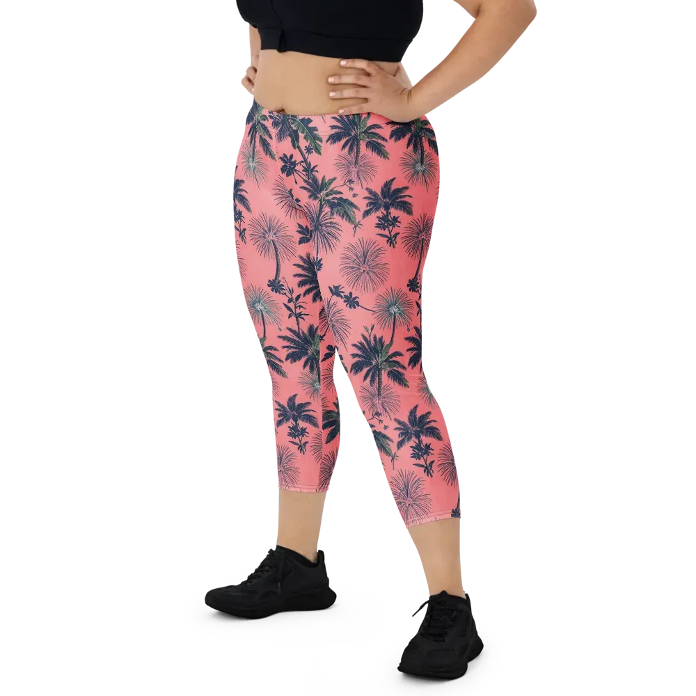 Coral Reverie on Capri Leggings — Front