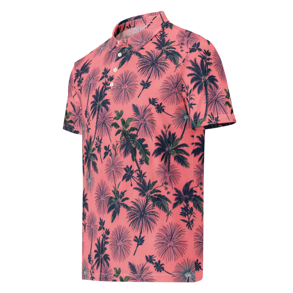 Coral Reverie on Men's Slim Fit Polo Shirt — Left Front