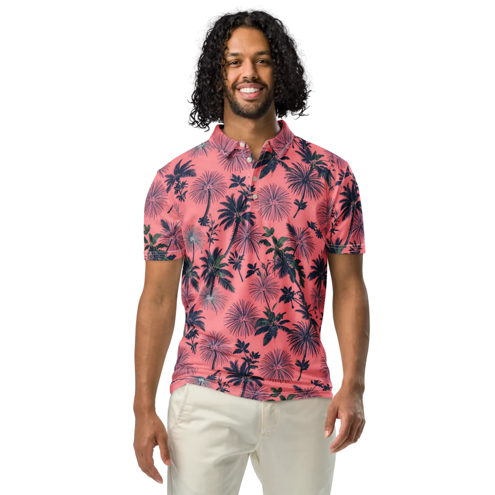 Coral Reverie on Men's Slim Fit Polo Shirt — Front