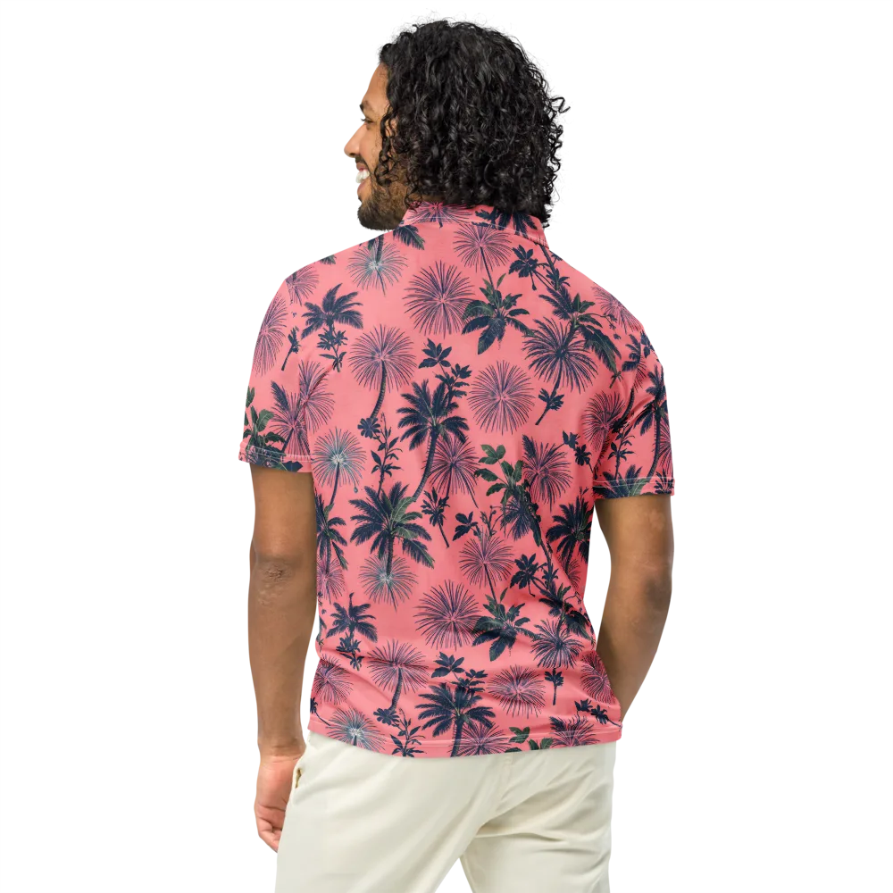 Coral Reverie on Men's Slim Fit Polo Shirt — Back