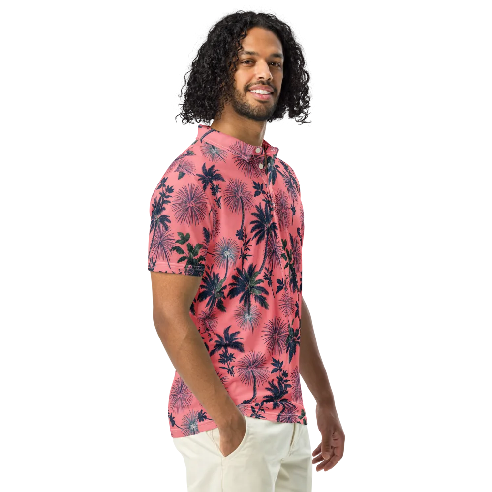 Coral Reverie on Men's Slim Fit Polo Shirt — Right Front