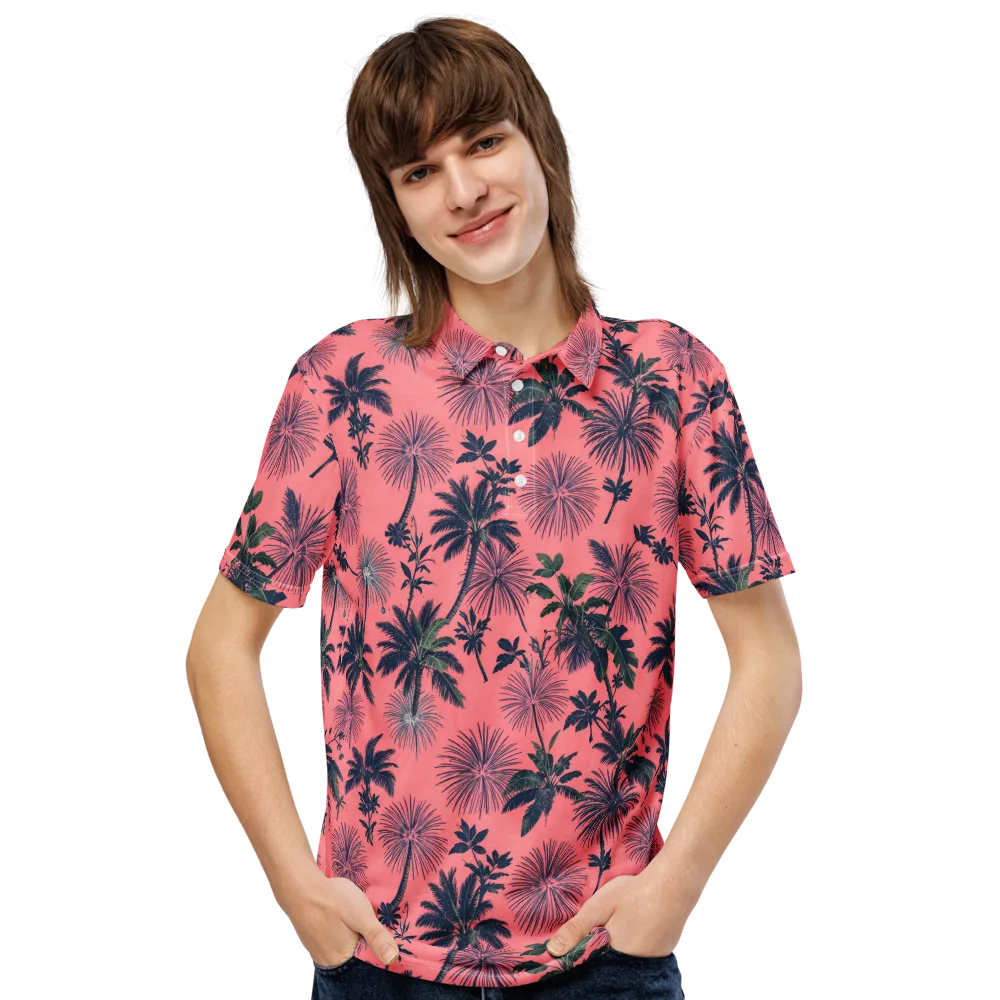 Coral Reverie on Men's Slim Fit Polo Shirt — Front