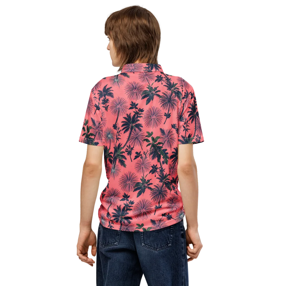 Coral Reverie on Men's Slim Fit Polo Shirt — Back