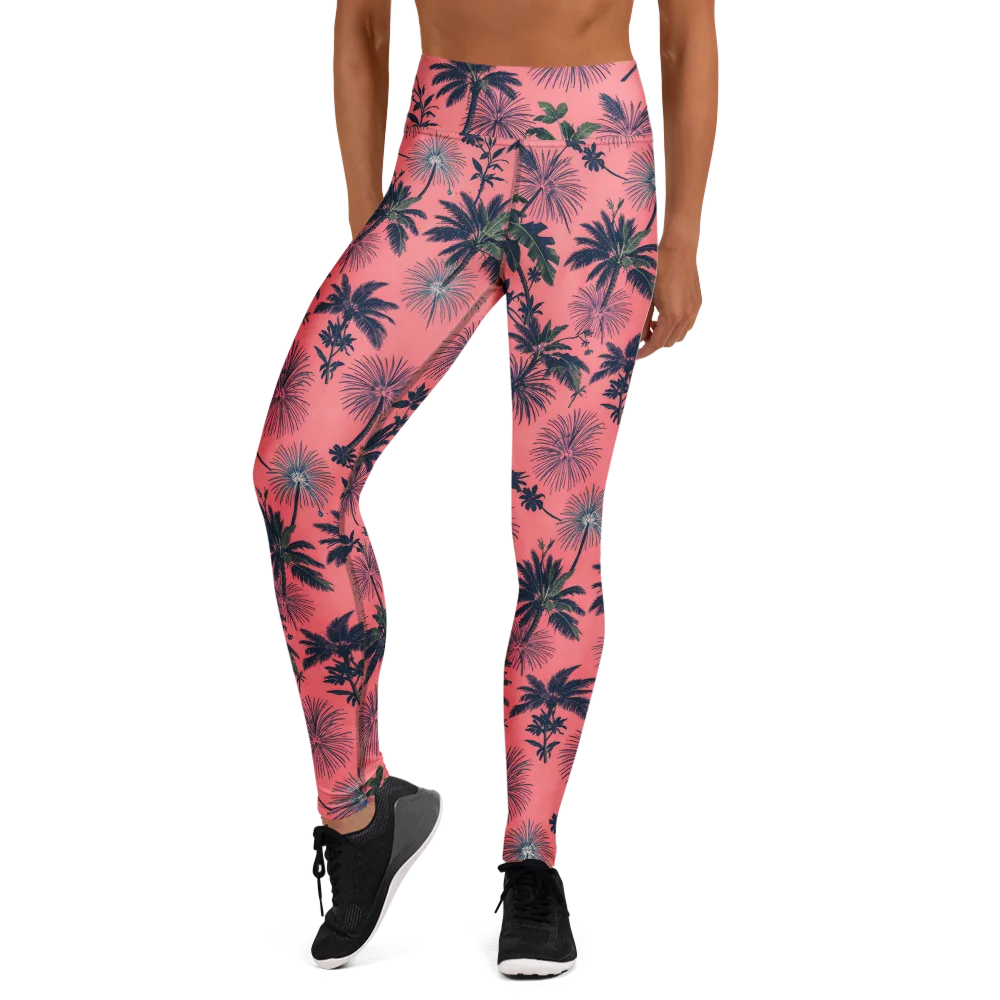 Coral Reverie on Yoga Leggings — Front
