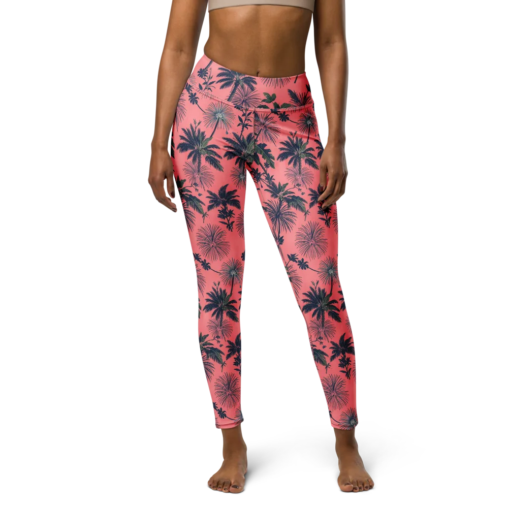 Coral Reverie on Yoga Leggings — Front