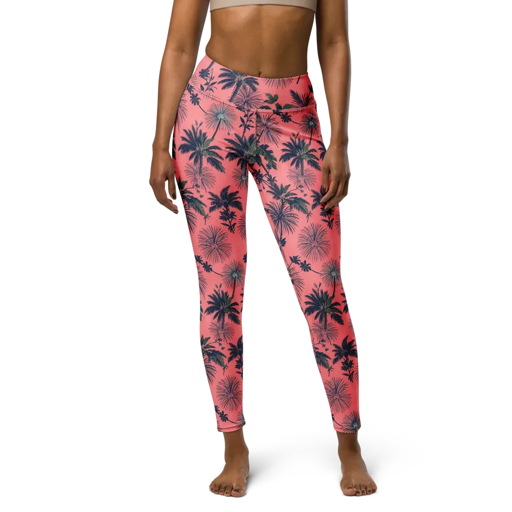 Coral Reverie on Yoga Leggings — Front