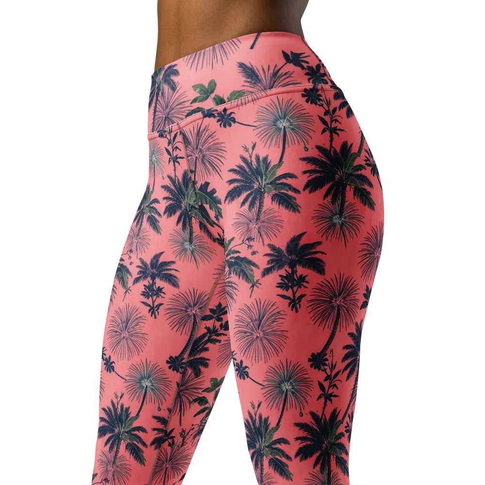 Coral Reverie on Yoga Leggings — Left Front