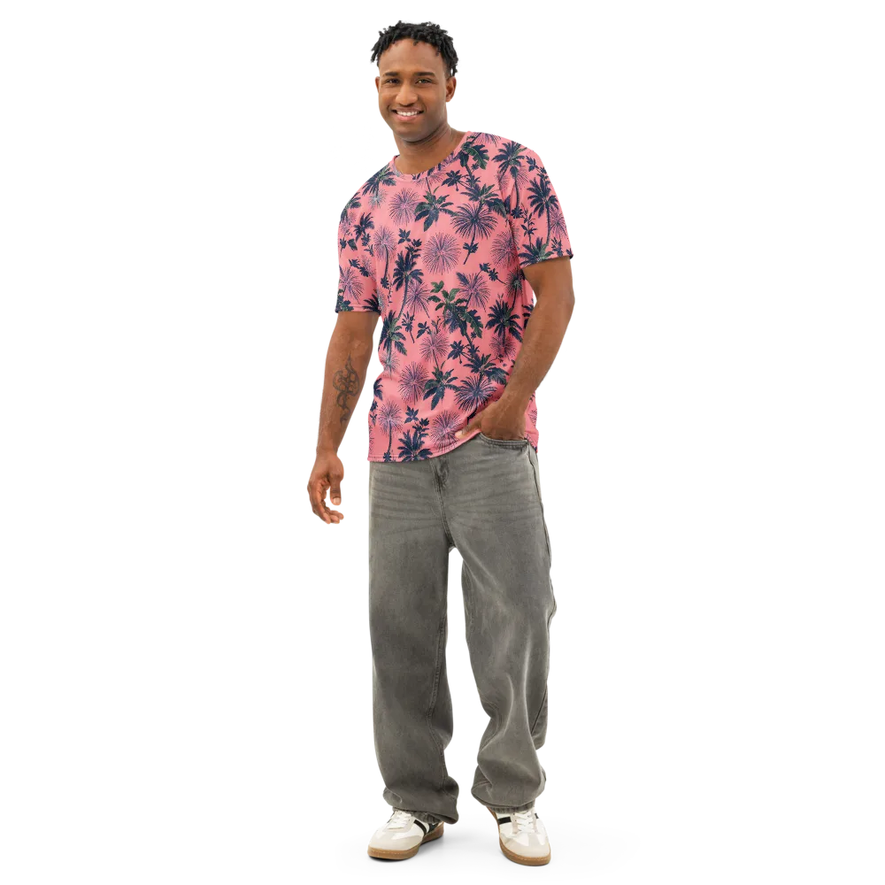 Coral Reverie on Men's Cotton Crew Neck T-Shirt — Front