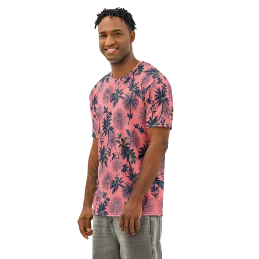 Coral Reverie on a Men's Cotton Crew Neck T-Shirt