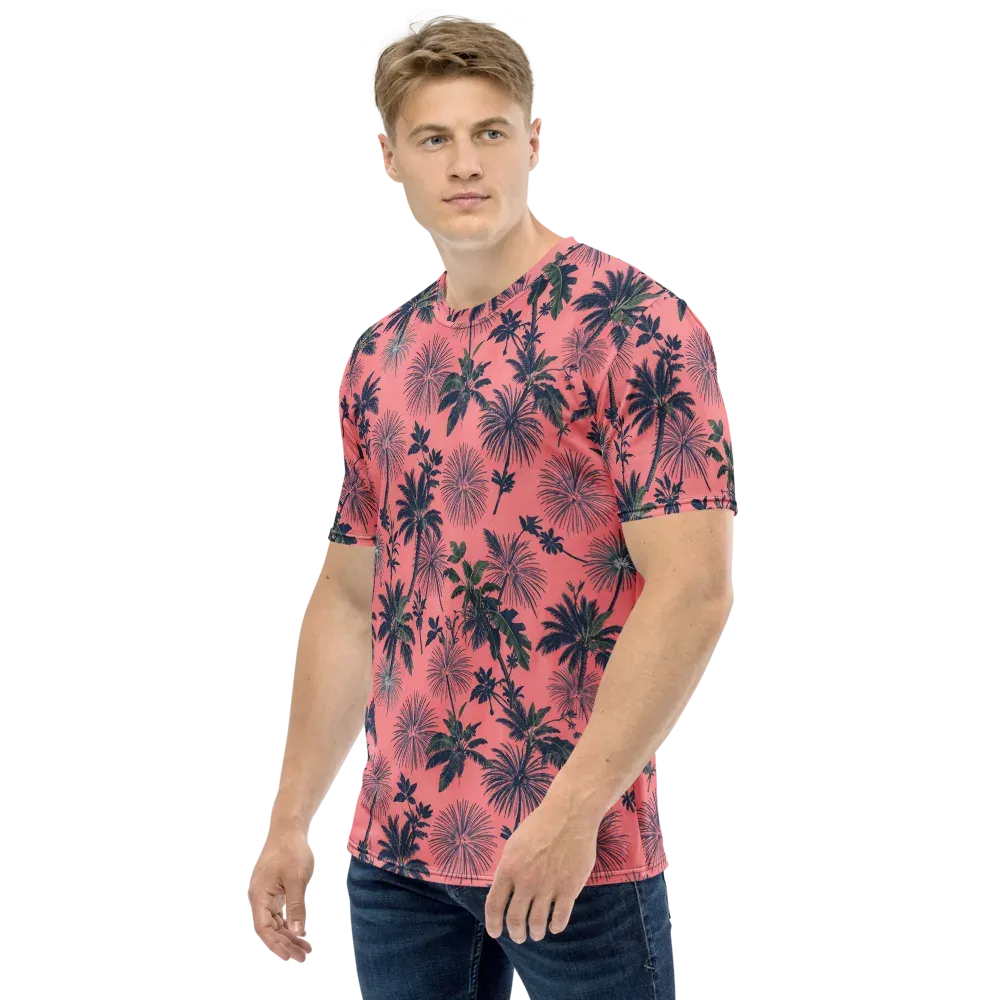 Coral Reverie on Men's Crew Neck T-Shirt — Left