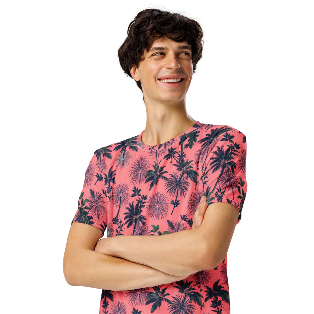 Coral Reverie on Men's Crew Neck T-Shirt — Left Front