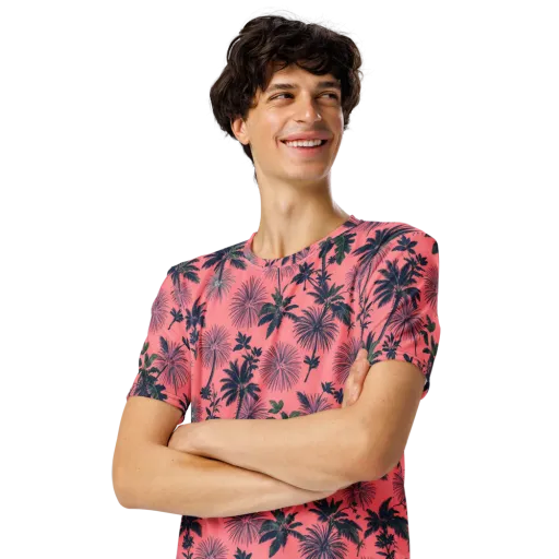 Coral Reverie on a Men's Crew Neck T-Shirt