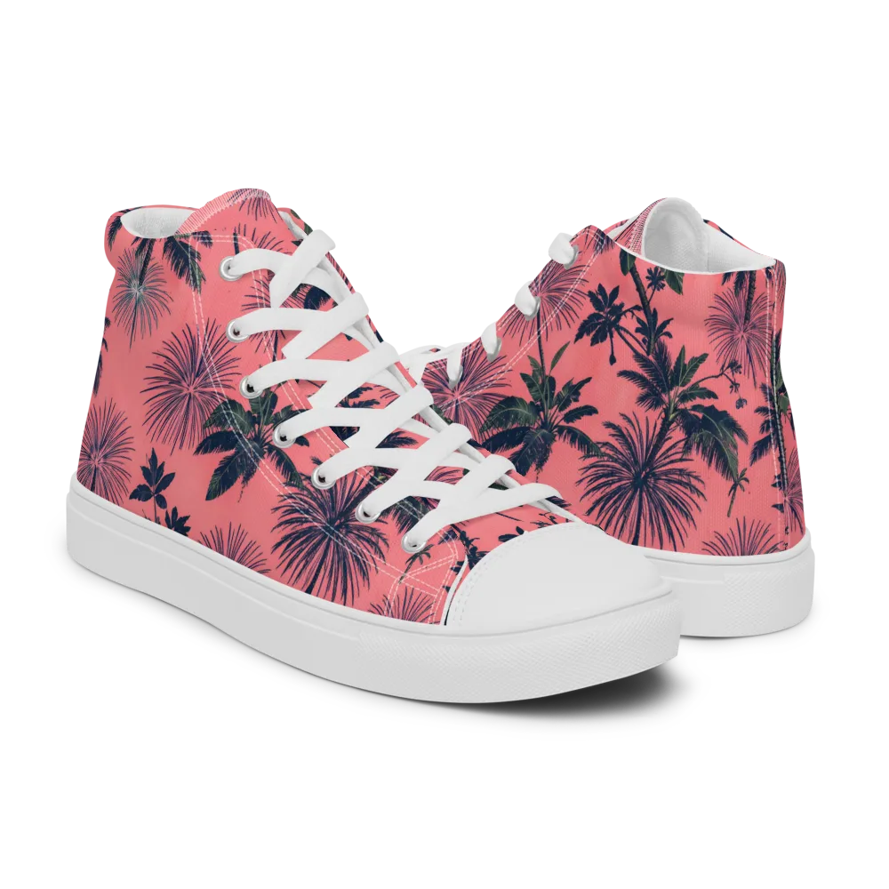 Coral Reverie on Men's High Top Canvas Shoes — Right