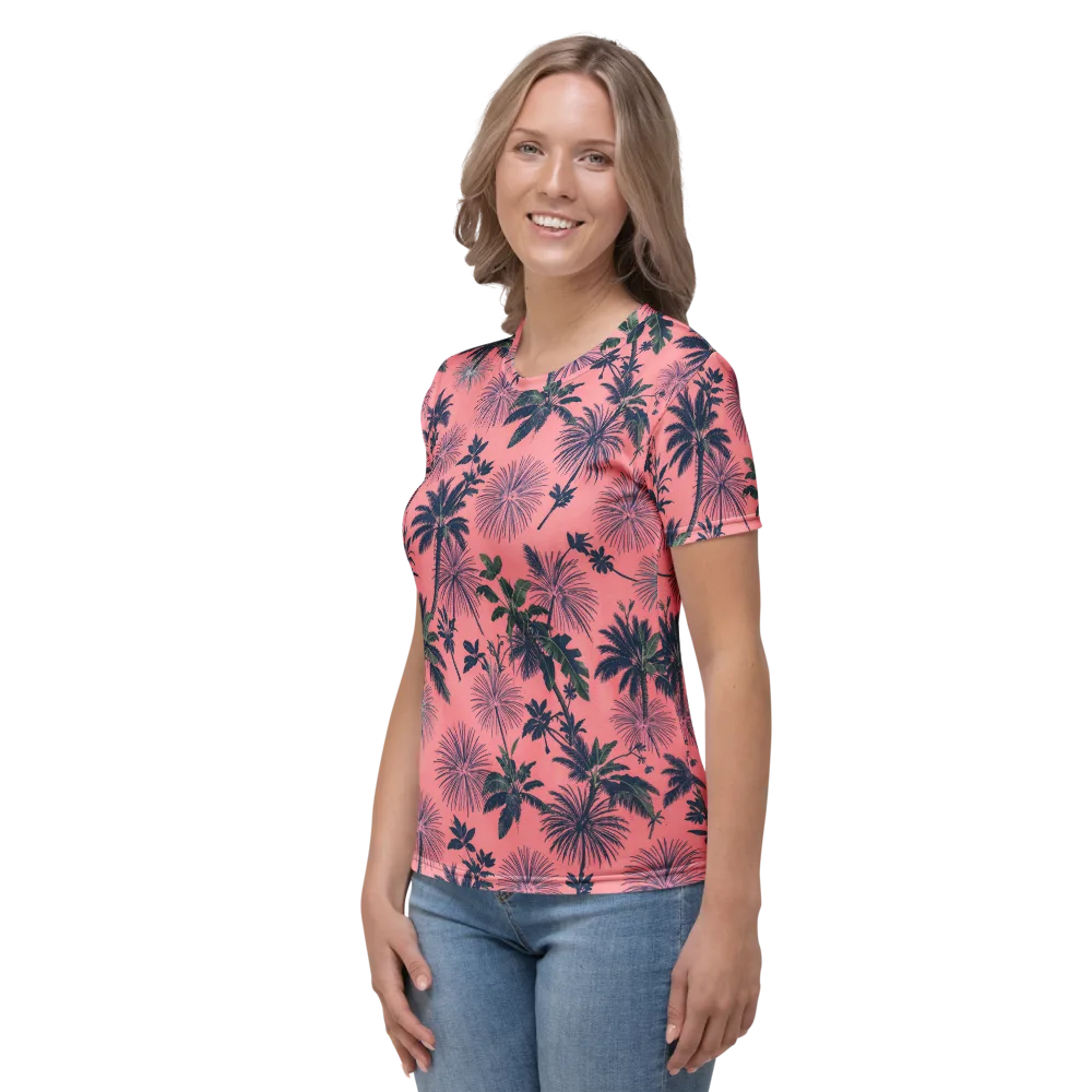Coral Reverie on Women's Crew Neck T-Shirt — Left