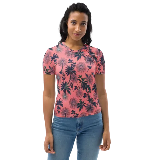 Coral Reverie on a Women's Crew Neck T-Shirt