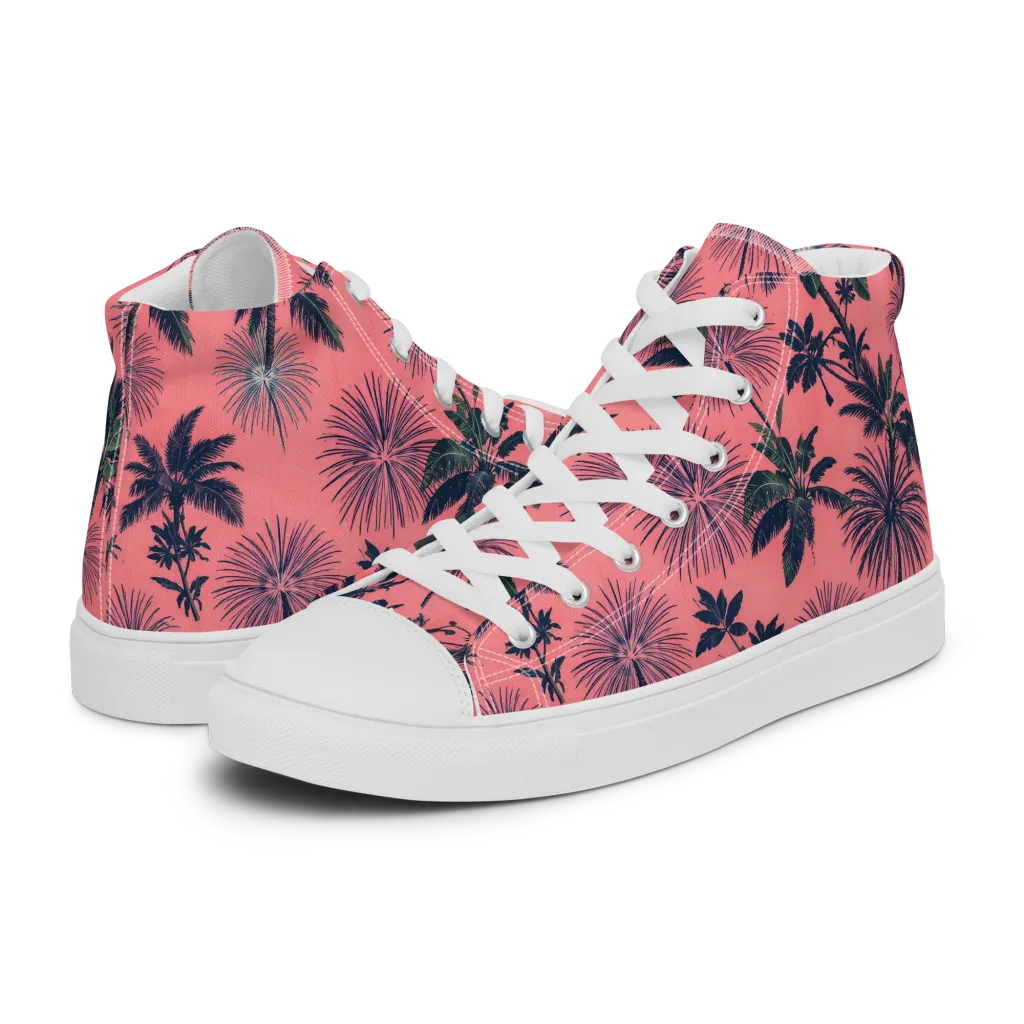 Coral Reverie on Women's High Top Canvas Shoes — Left
