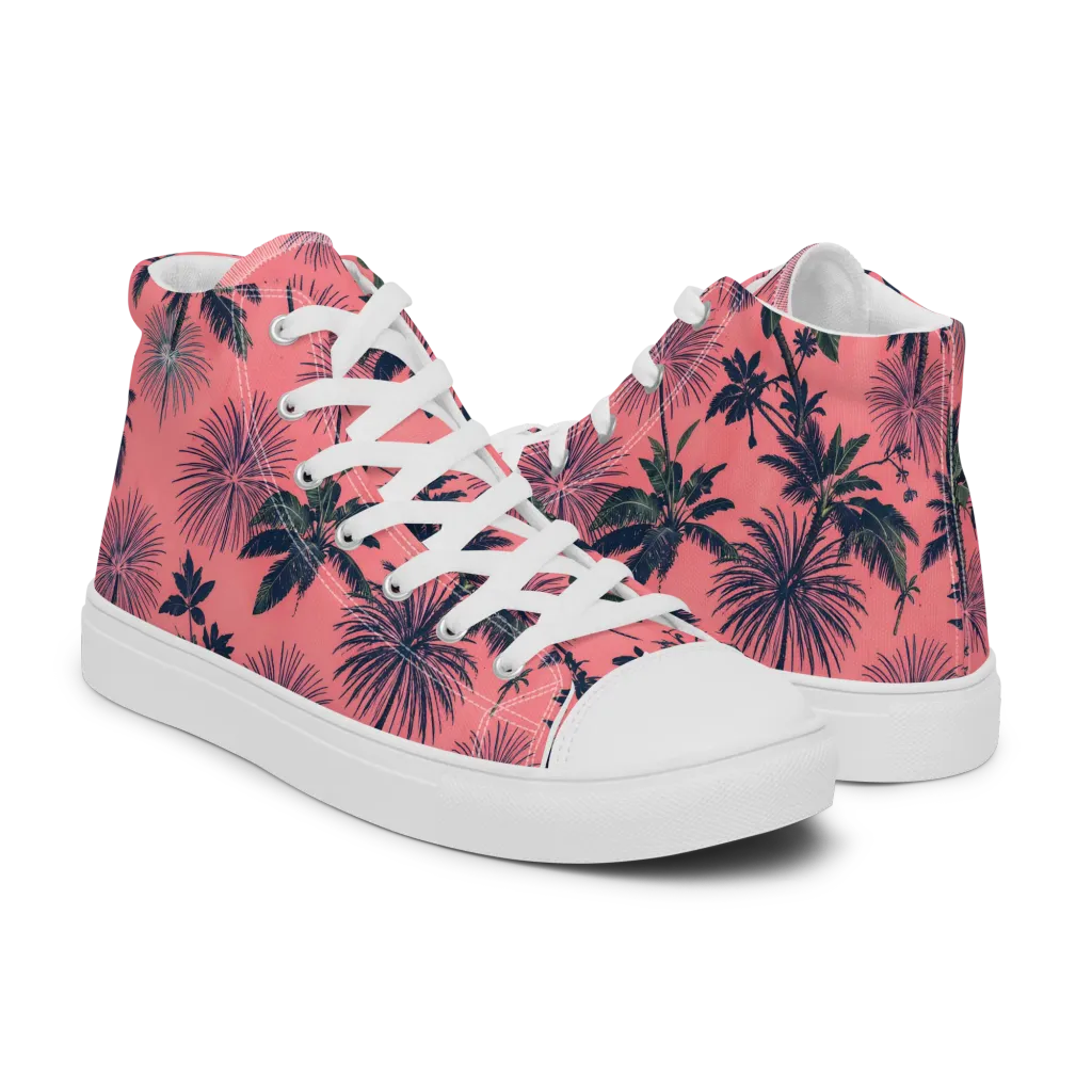 Coral Reverie on Women's High Top Canvas Shoes — Right