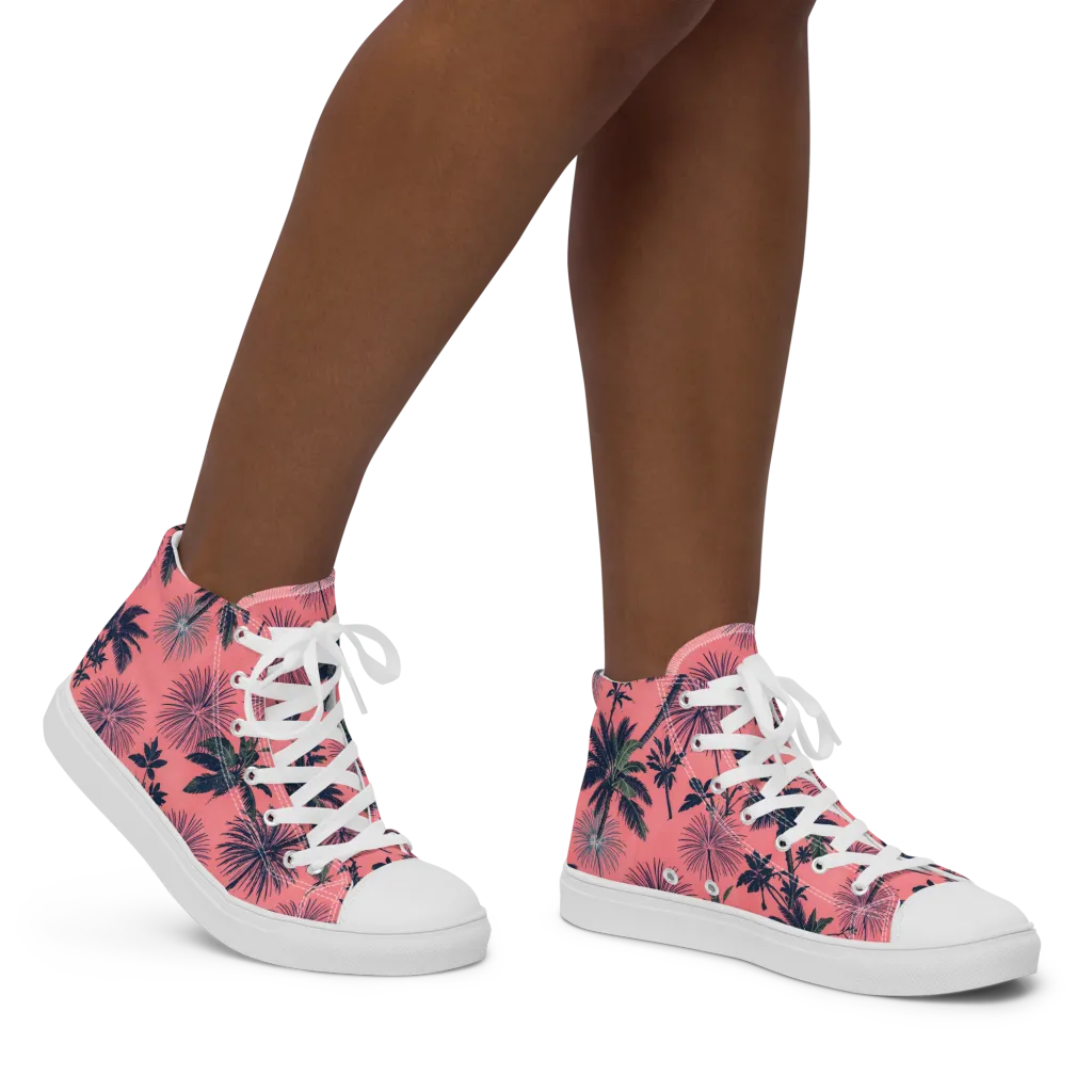 Coral Reverie on Women's High Top Canvas Shoes — Right