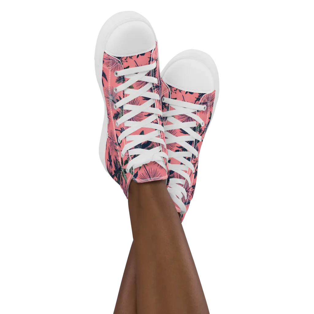 Coral Reverie on Women's High Top Canvas Shoes — Front