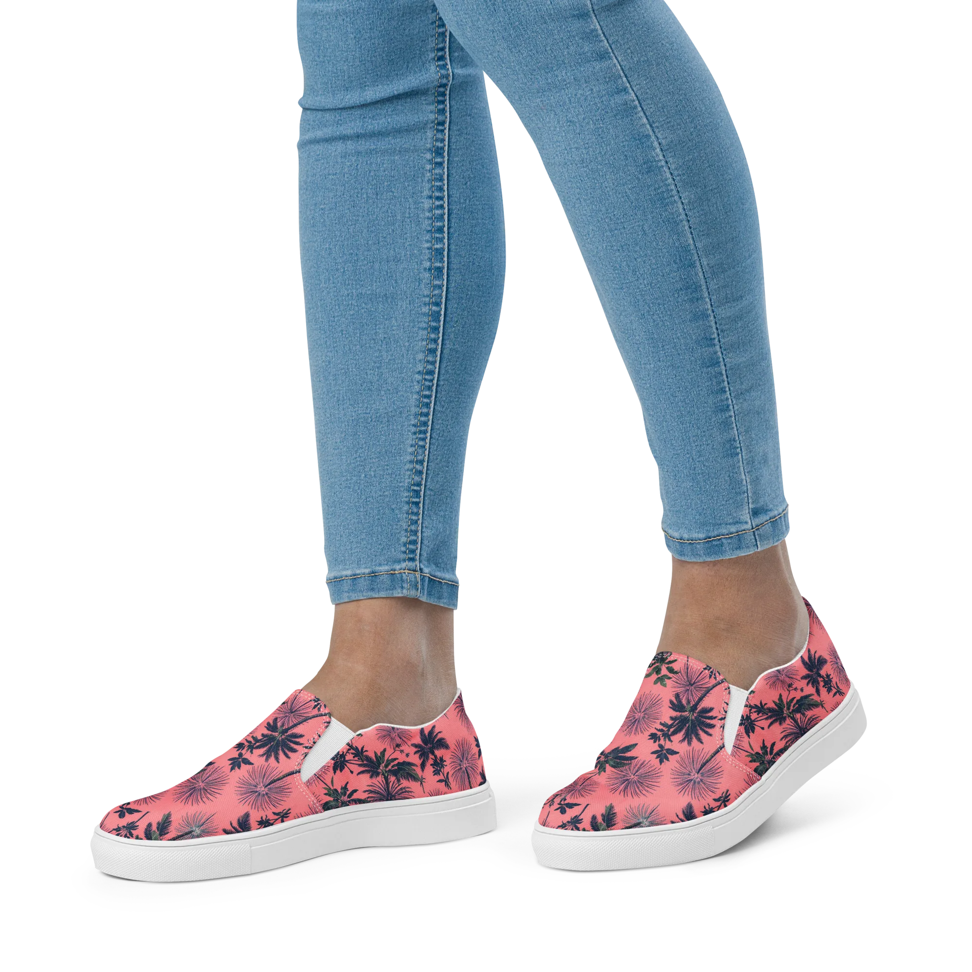 Coral Reverie on Women's Slip-On Canvas Shoes — Front