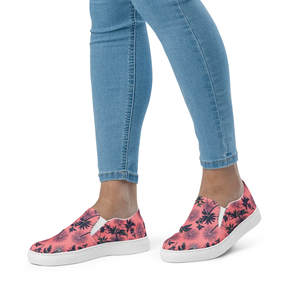 Coral Reverie on Women's Slip-On Canvas Shoes — Front