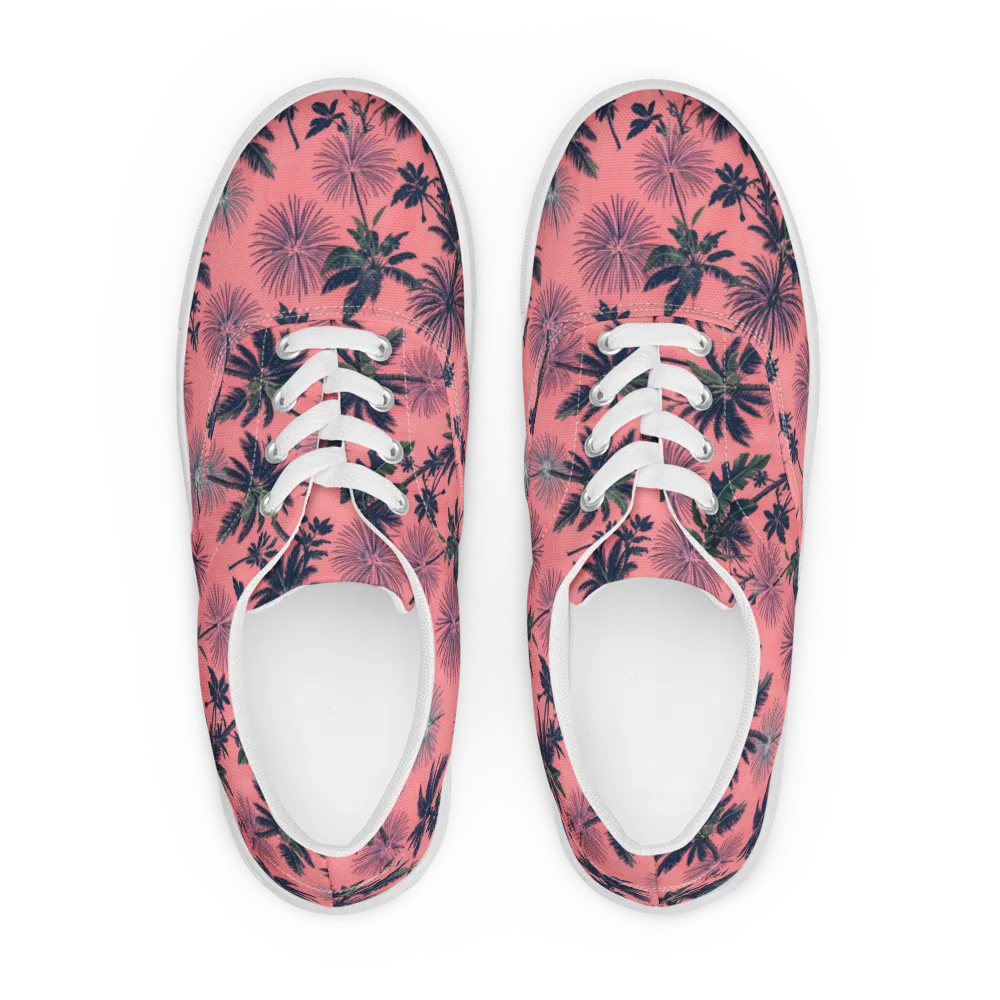 Coral Reverie on Men's Lace-Up Canvas Shoes — Front