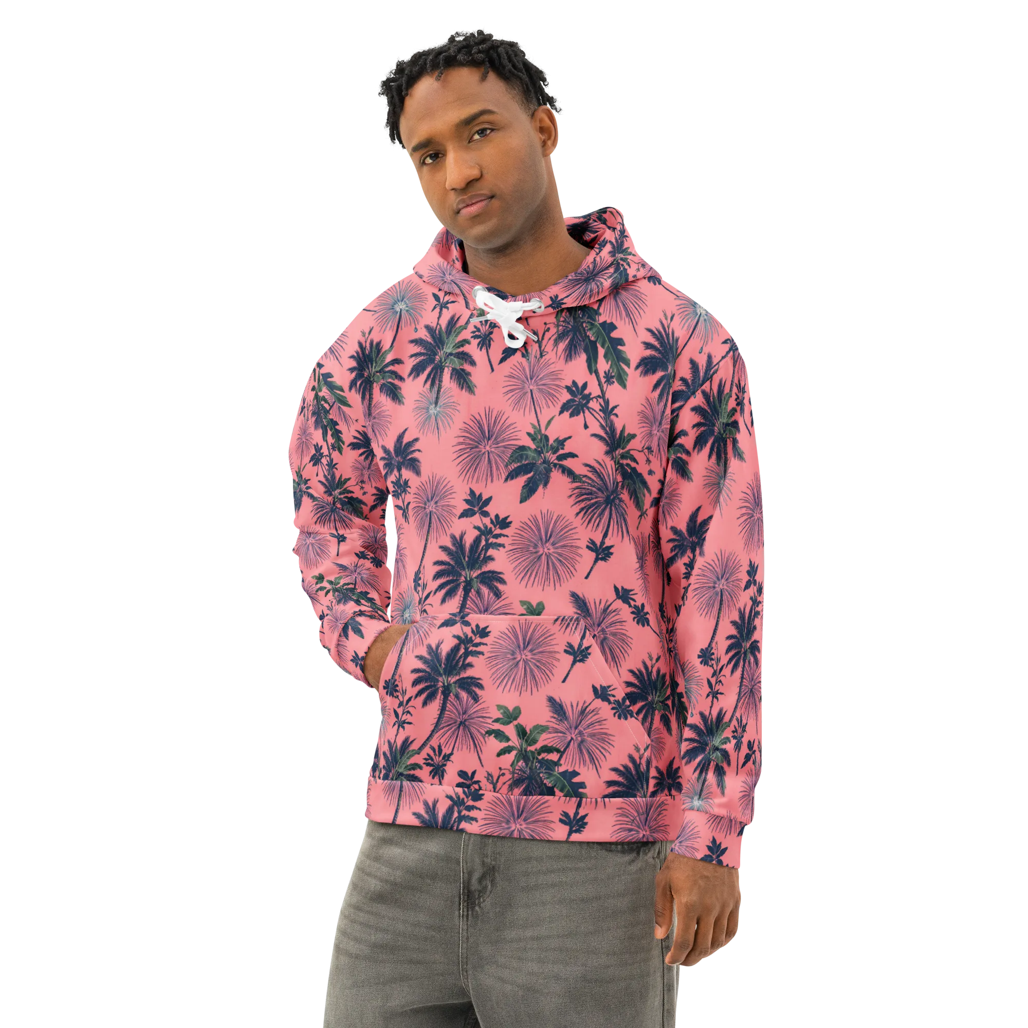 Coral Reverie on Cotton Hoodie — Left Front