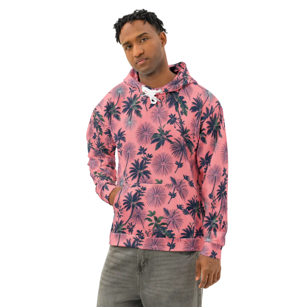 Coral Reverie on Cotton Hoodie — Left Front