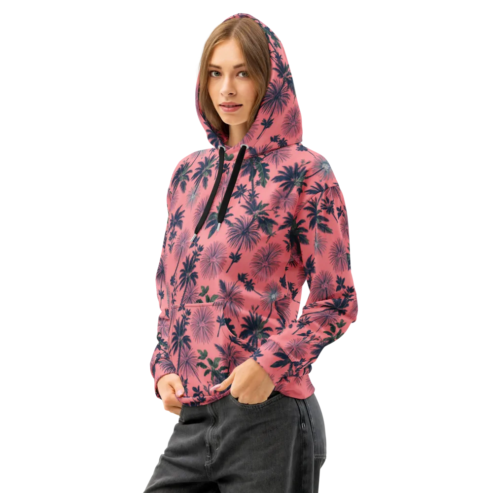 Coral Reverie on Cotton Hoodie — Left Front
