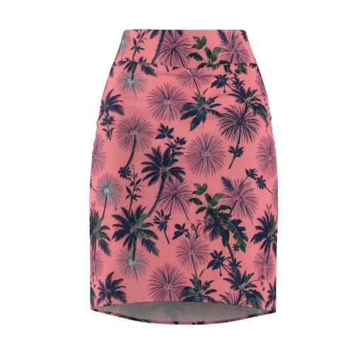 Coral Reverie on a Pencil Skirt