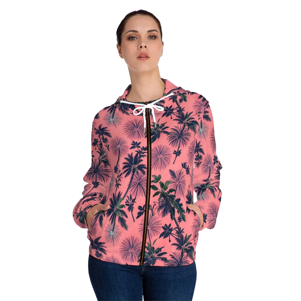 Coral Reverie on Women's Full-Zip Hoodie — Front On Person