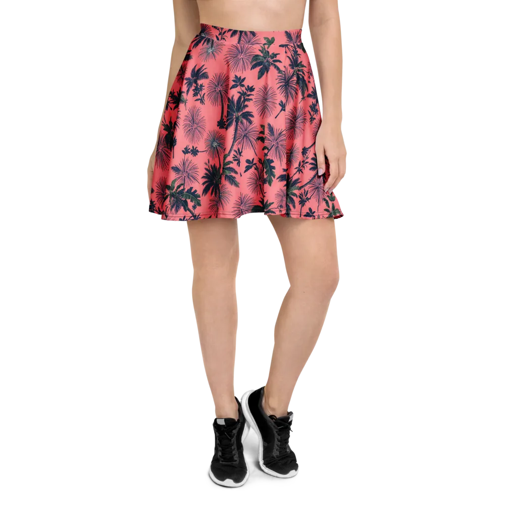 Coral Reverie on Skater Skirt — Front