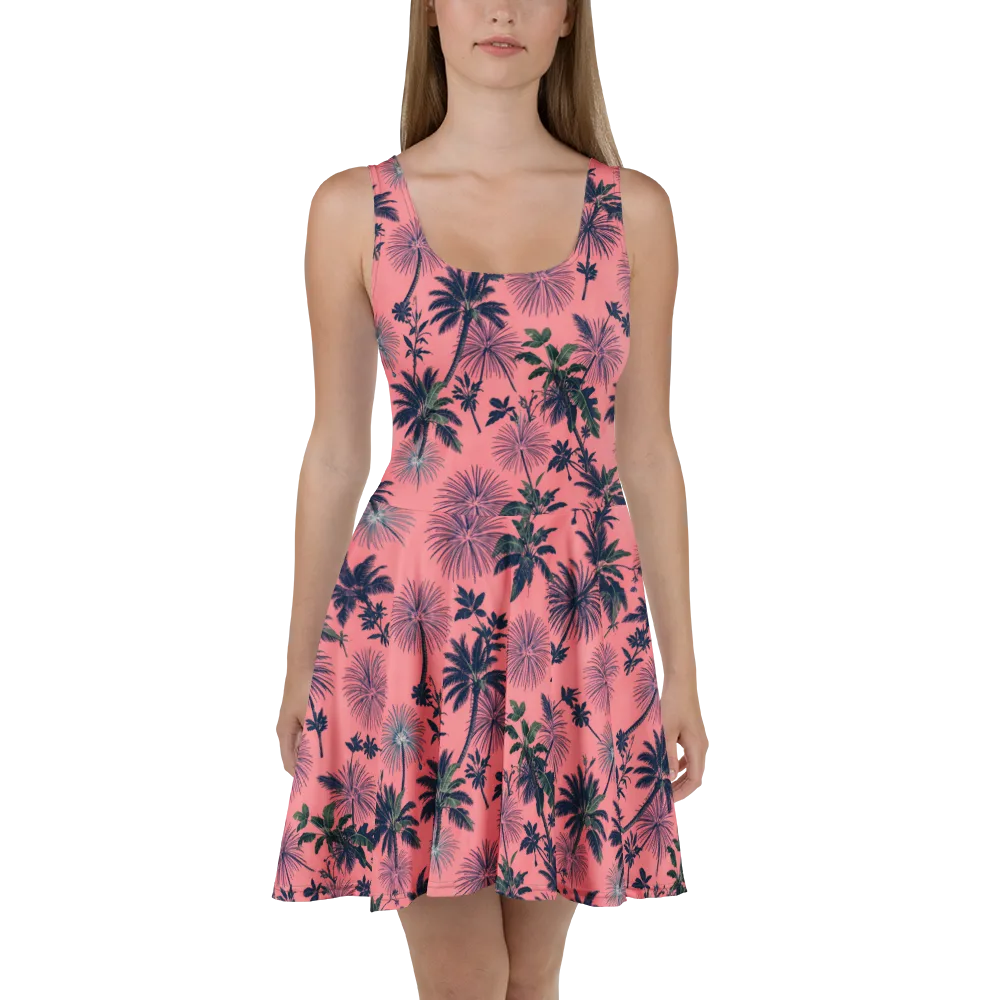 Coral Reverie on Skater Dress — Front