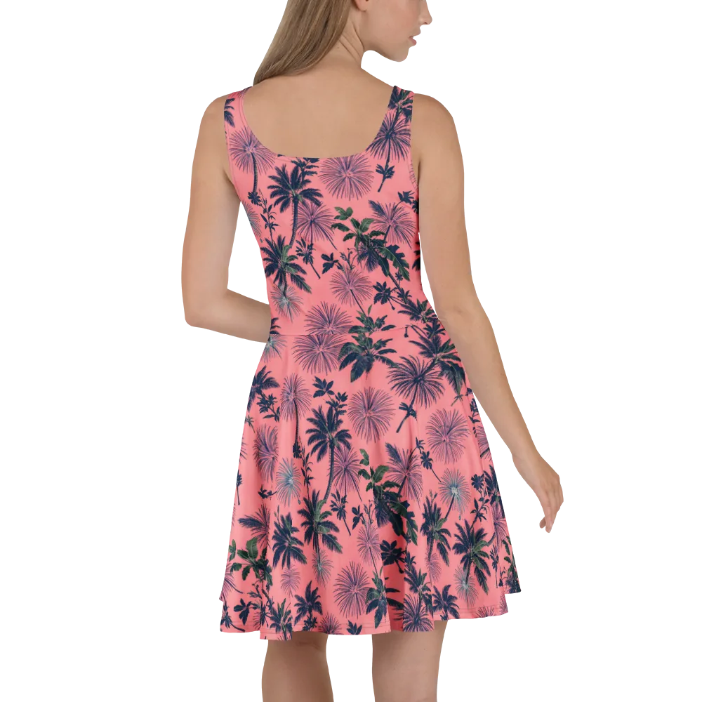 Coral Reverie on Skater Dress — Back