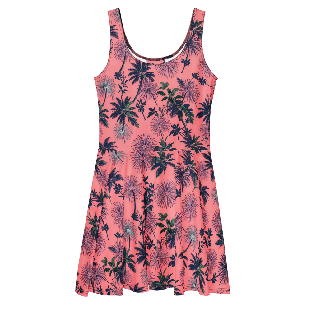 Coral Reverie on Skater Dress — Front