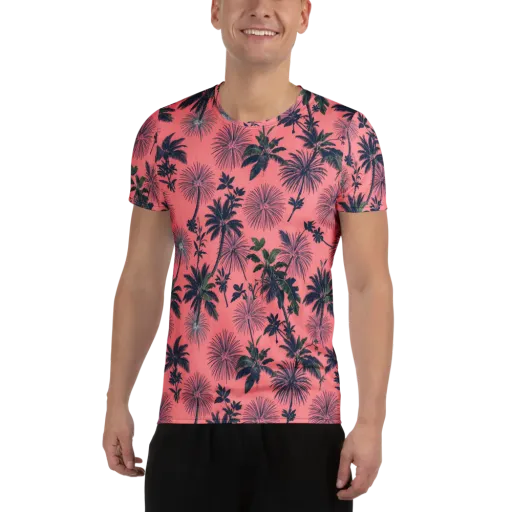 Coral Reverie on a Men's Athletic T-Shirt