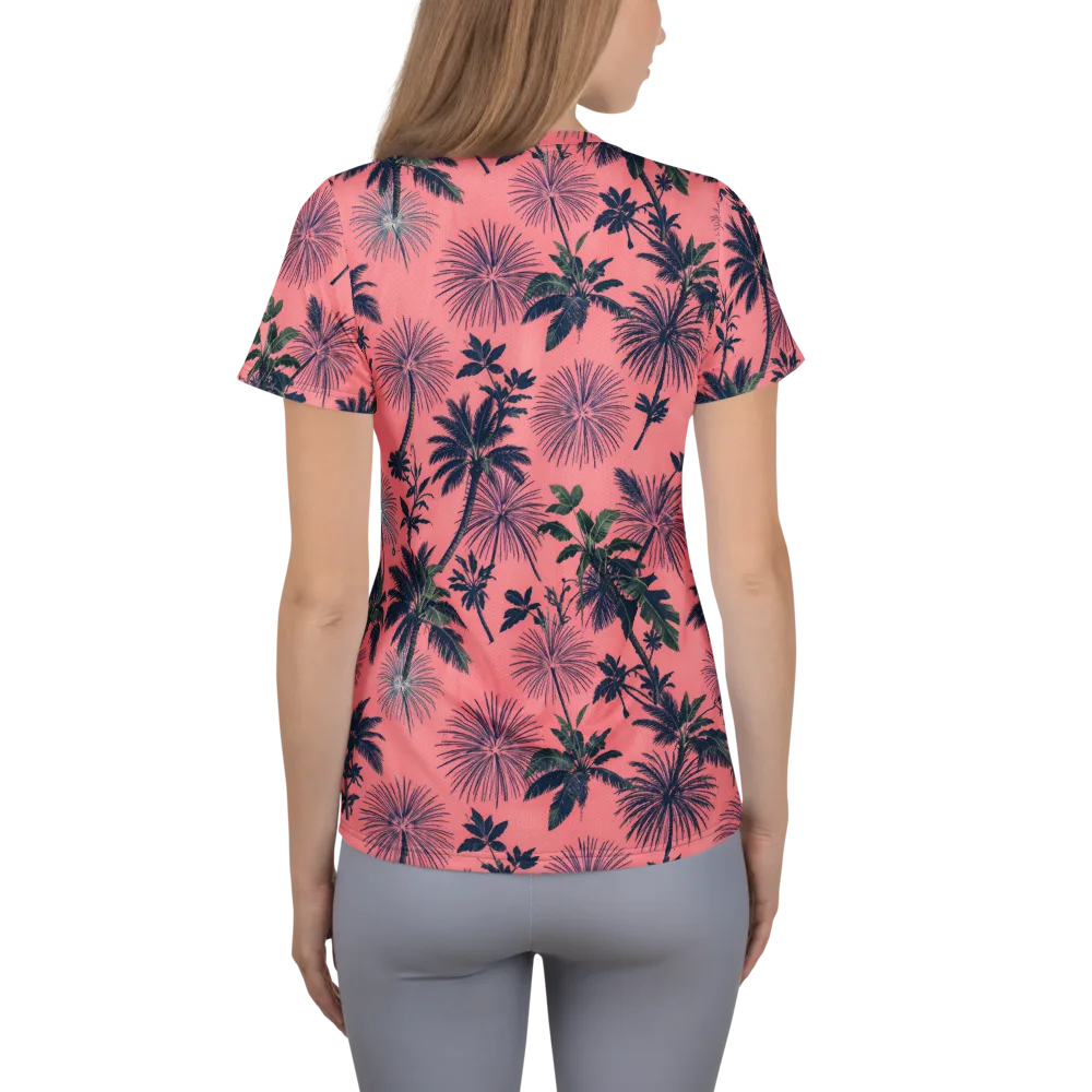 Coral Reverie on Women's Athletic T-Shirt — Back