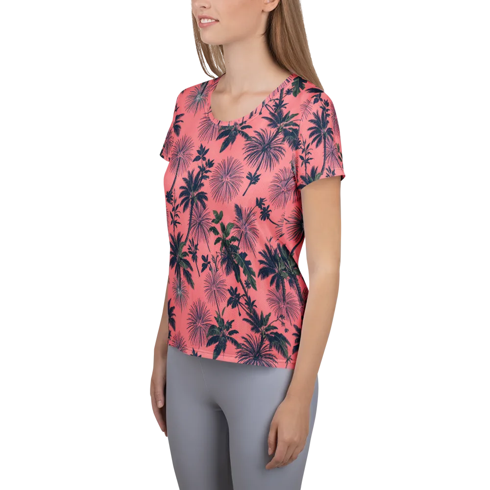 Coral Reverie on Women's Athletic T-Shirt — Left